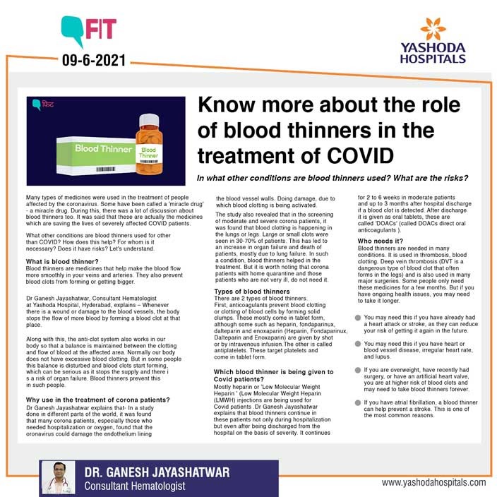 Role of blood thinners in Covid-19